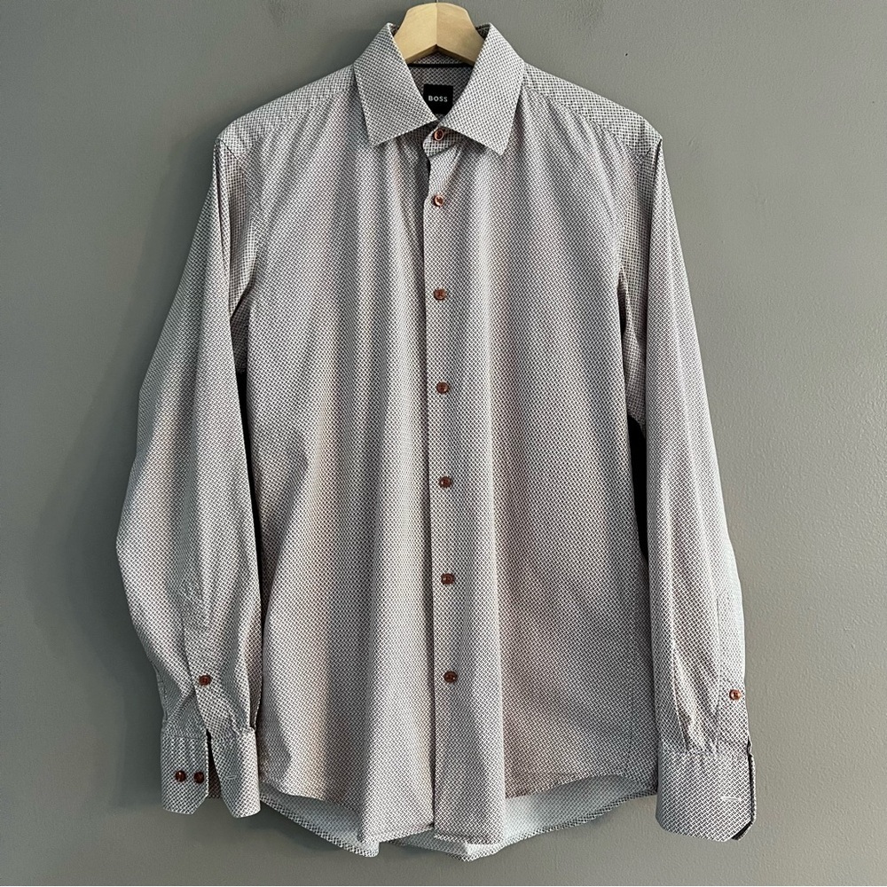 Boss Joe Kent Dress Shirt Mens Regular Fit Long Sleeves Contemporary Sz M 15.5